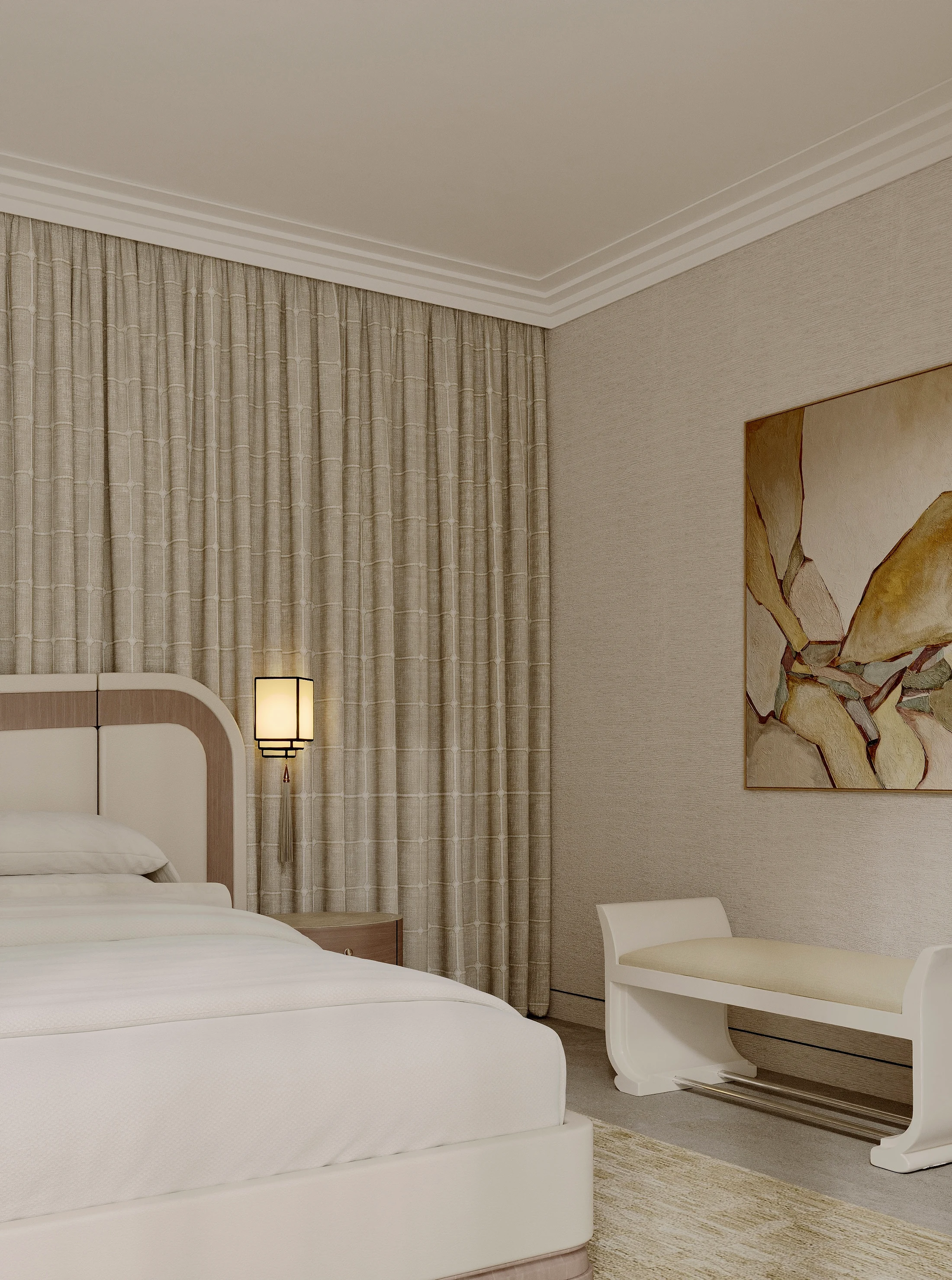 The bed and the curtain, closer