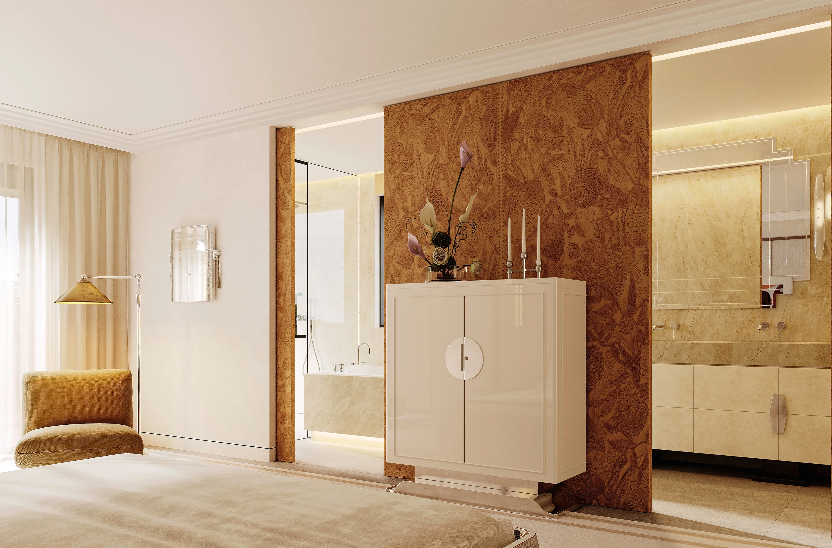 The same front opening into the master bathroom