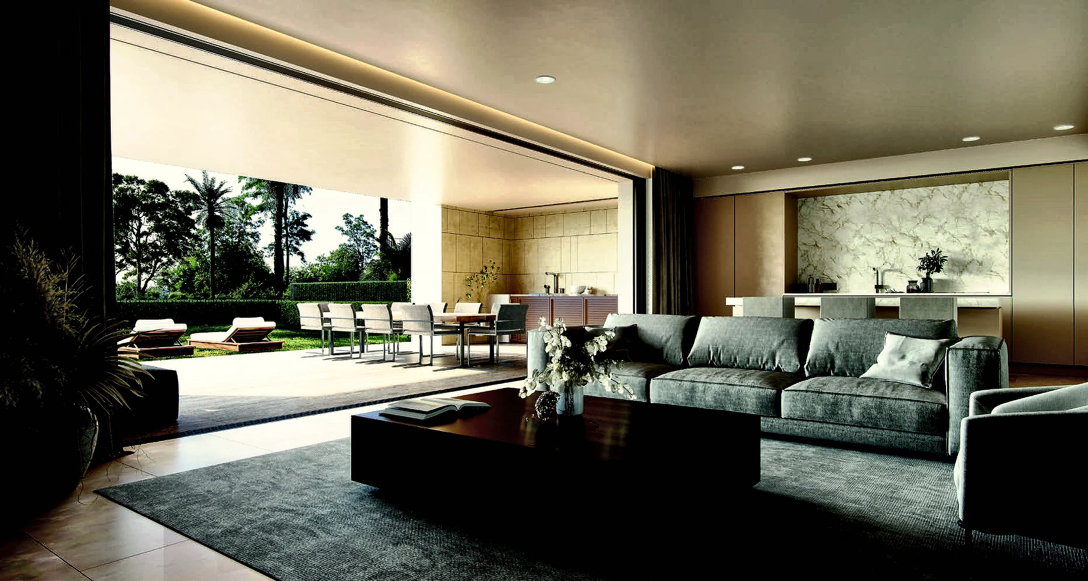 Lounge and dining, open to the garden