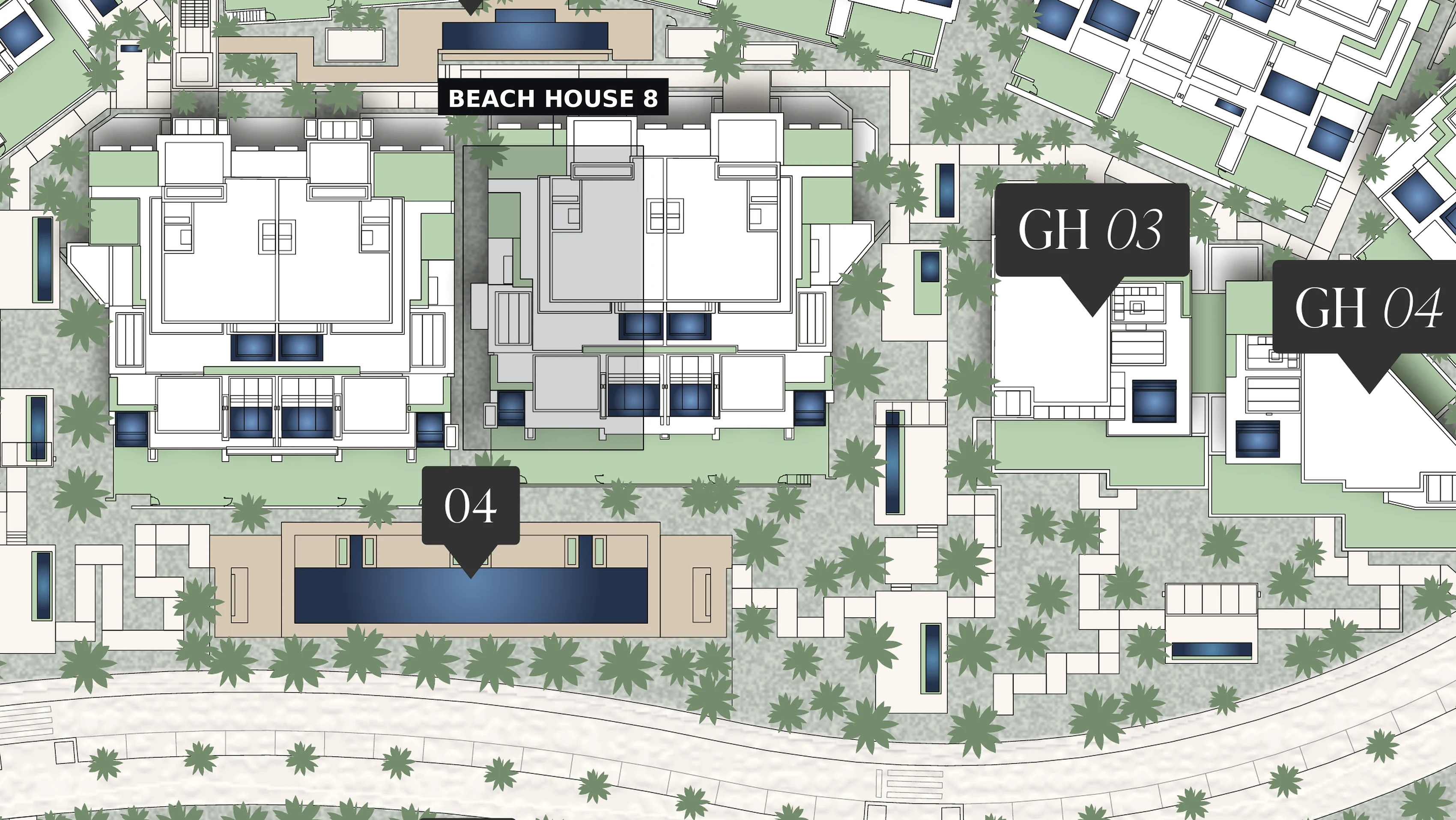 Masterplan: the beachfront, the beach club and the promenade