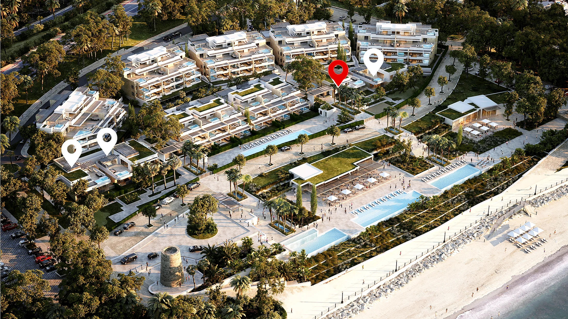 The Garden Houses marked on the official aerial